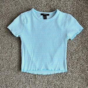 Forever 21 blue and white stripe crop tank